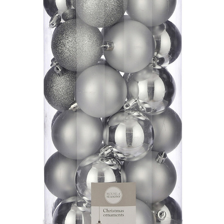30x Plastic christmas baubles silver 6 cm