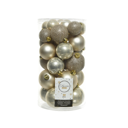 Kerstballen 60x stuks - mix donkergroen/champagne - 4-5-6 cm - kunststof