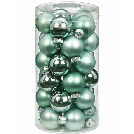 30x Mint green glass Christmas baubles 4 cm shiny and matte