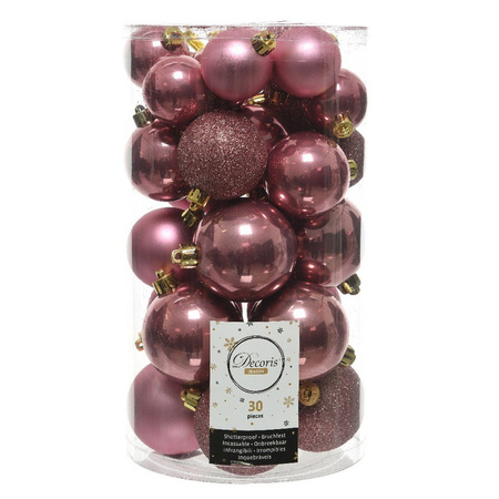 dienblad oud Barry 30x Oud roze kerstballen 4 - 5 - 6 cm kunststof voor kerst bestellen, Kerst  decoratie winkel met 30x Oud roze kerstballen 4 - 5 - 6 cm kunststof