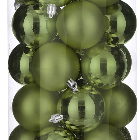 30x pcs plastic christmas baubles dark green 6 cm