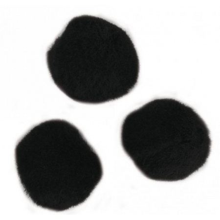 35x knutsel pompons 25 mm zwart hobby knutselen