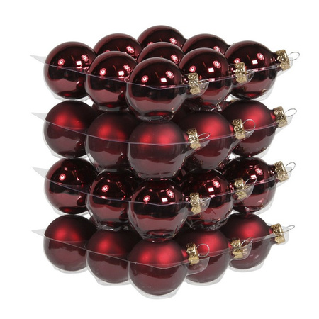72x stuks glazen kerstballen bordeaux rood 4 en 6 cm mat/glans