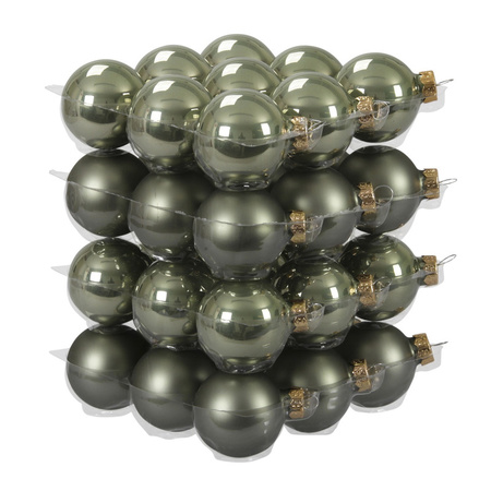 72x stuks glazen kerstballen graniet groen 4, 6 en 8 cm mat/glans