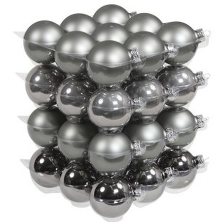 36x Titanium grijze glazen kerstballen 6 cm mat/glans