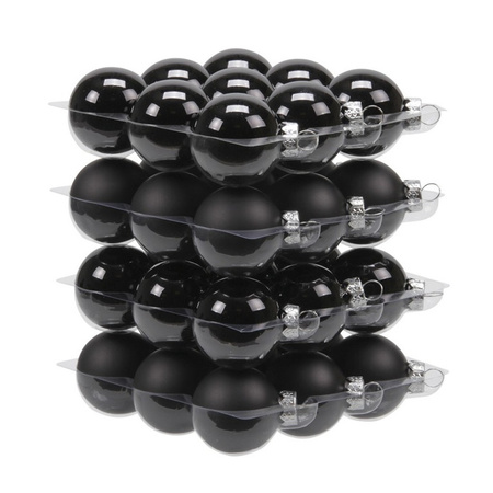 88x stuks glazen kerstballen zwart 4, 6 en 8 cm mat/glans