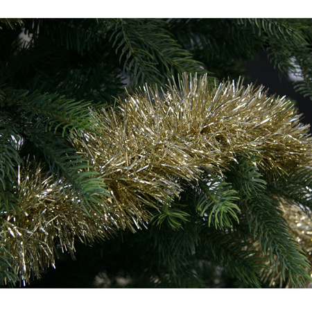 3x Gouden kerstslingers 10 cm breed x 270 cm kerstboomversiering