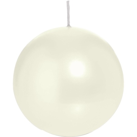 3x Ivory white sphere/ball candle 7 cm 36 hours