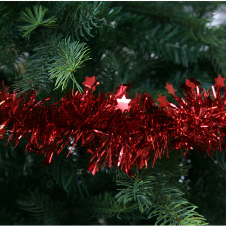 3x Kerst rode sterren kerstslingers 10 x 270 cm kerstboom