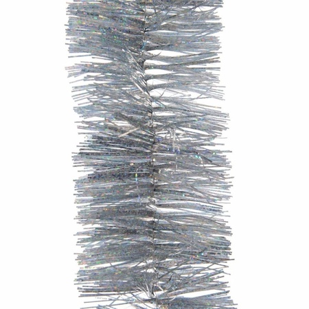 3x Kerstboom glitter folie slinger zilver 270 cm