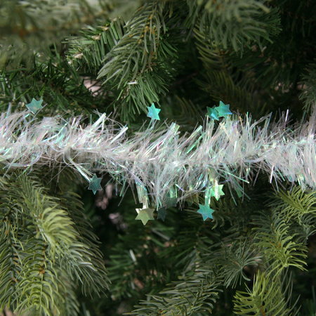 3x Pearl white stars Christmas tree foil garlands 10 x 270 cm