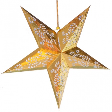 3x stuks decoratie kerst sterren lampionnen goud
