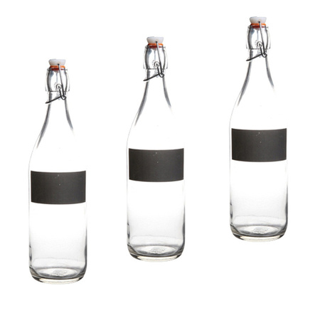 3x pieces water bottles with writing label 970 ml