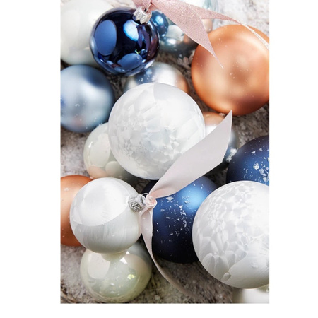 4x Dark blue glass Christmas baubles 10 cm shiny