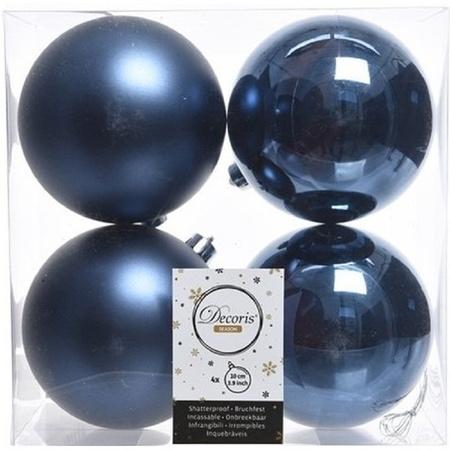 Kerstversiering kunststof kerstballen donkerblauw 6-8-10 cm pakket van 68x stuks
