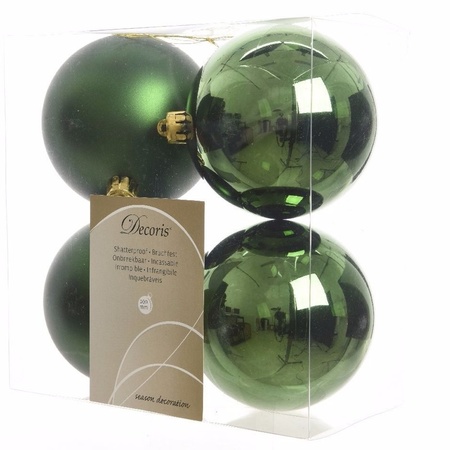 Christmas decorations baubles 6-8-10 cm set mix silver/pine green 44x pieces