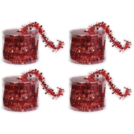 4x Red Christmas tree foil garland 3,5 x 700 decorations
