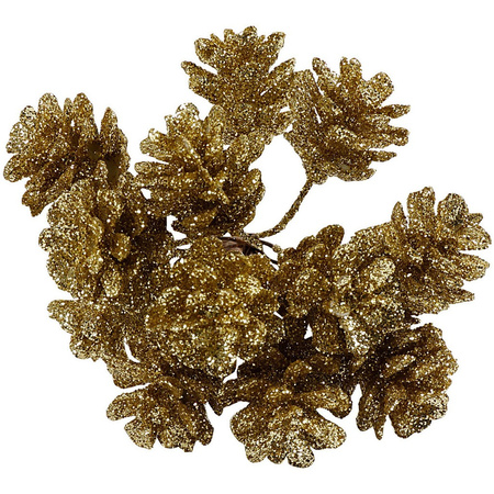 4x piece of 12x gold pinecones decorations for christmas floral piece