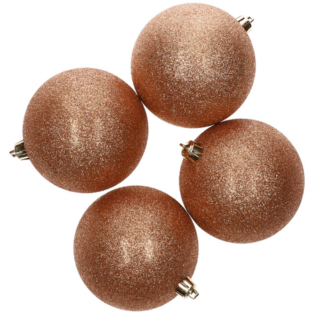 Kerstversiering set kerstballen koper 6 - 8 - 10 cm - pakket van 62x stuks