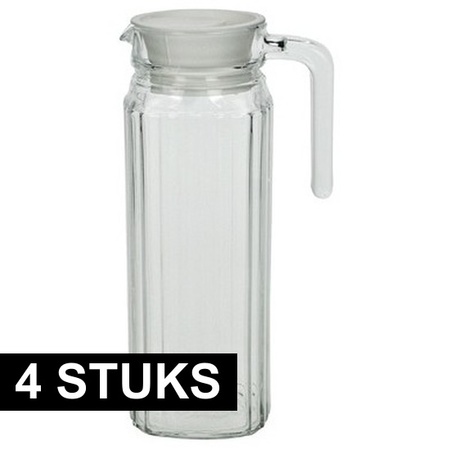 4x Glass jug with handle 1.1 L