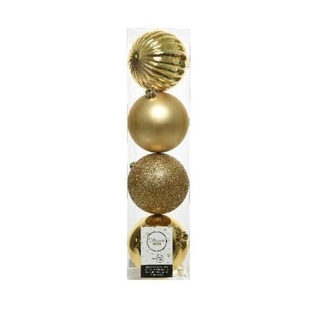 Decoris kerstballen 37x stuks goud 5-6-8-10 cm met ster piek kunststof