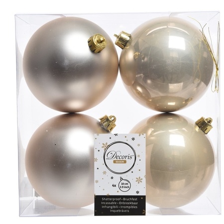 Kerstversiering kunststof kerstballen mix champagne/donkerrood 6-8-10 cm pakket van 44x stuks