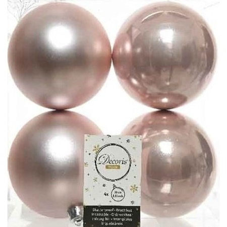 Kerstversiering kunststof kerstballen lichtroze 6-8-10 cm pakket van 22x stuks
