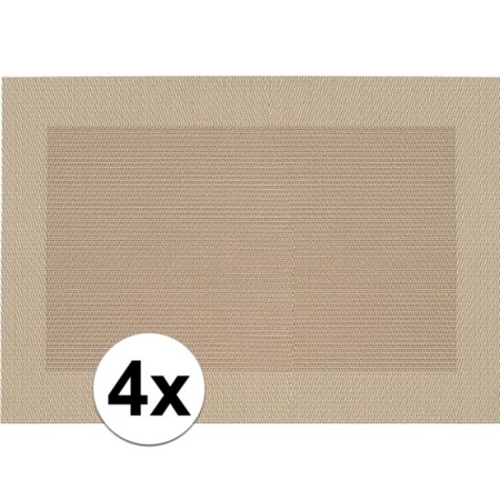 4x Placemats beige/bruin geweven/gevlochten met rand 45 x 30 cm