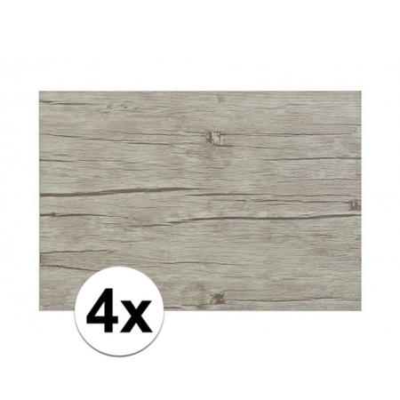 4x Placemats wood grey 45 x 30 cm