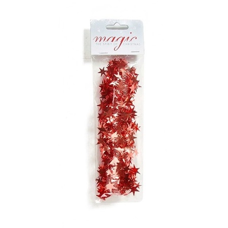 4x Red Christmas tree foil garlands 3,5 x 750cm decorations