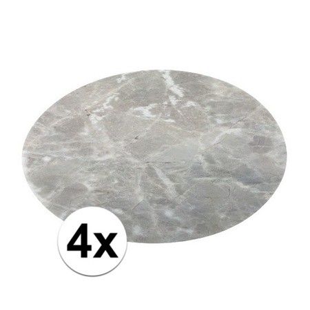 4x round placemat marble grey 38 cm