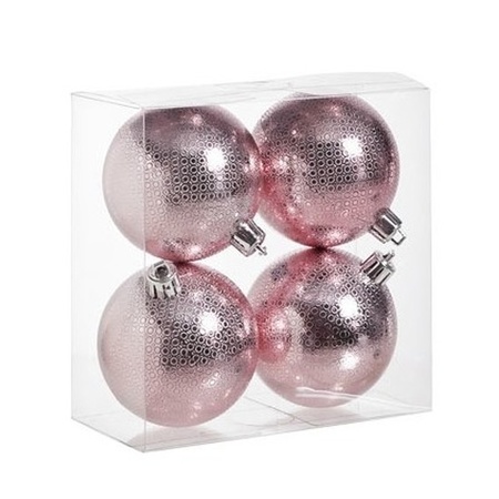 Kerstversiering set circel-motief kerstballen roze 6 - 8 cm - pakket van 20x stuks