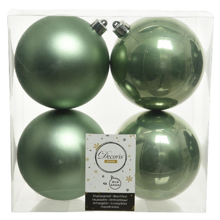 Kerstversiering kunststof kerstballen salie groen 6-8-10 cm pakket van 22x stuks