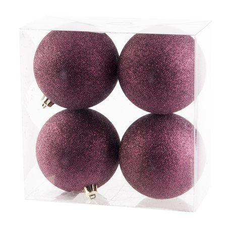 Kerstversiering set kerstballen aubergine roze 6 - 8 - 10 cm - pakket van 62x stuks