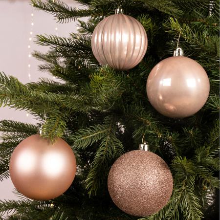 4x stuks kunststof kerstballen lichtroze (blush pink) 10 cm