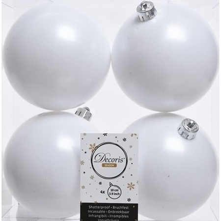 Kerstversiering kunststof kerstballen mix winter wit/donkergroen 6-8-10 cm pakket van 44x stuks