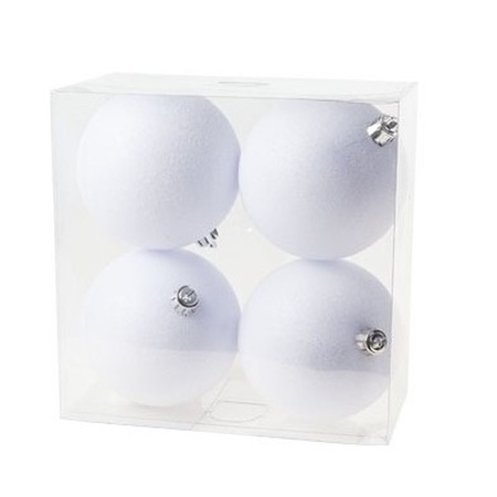 Christmas baubles with topper set white 6 - 8 - 10 cm - package 63x pieces