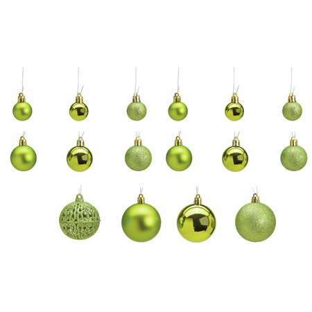 50x stuks kunststof kerstballen lime groen 3, 4 en 6 cm