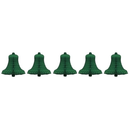 5x Green christmas bell decoration
