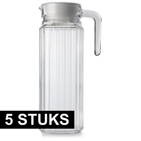 5x Luminarc glass jug with cap 1.1 L