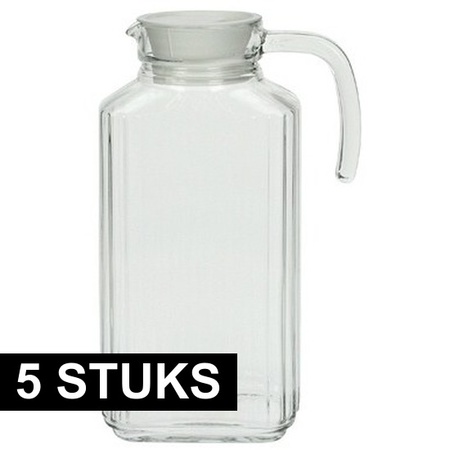 5x Glass jug with handle 1.7 L