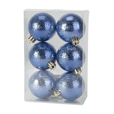 Christmas circel-motive baubles set dark blue 6 - 8 cm - package 20x pieces