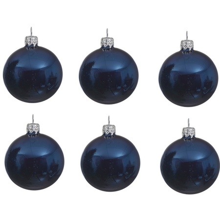 18x pcs glass christmas baubles light blue and dark blue 8 cm