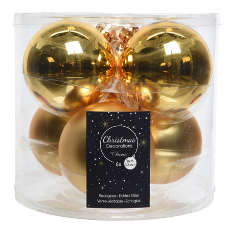 Glazen kerstballen pakket goud glans/mat 16x stuks diverse maten