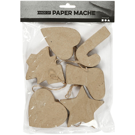 6x hobby/DIY Paper mache christmas tree hangers