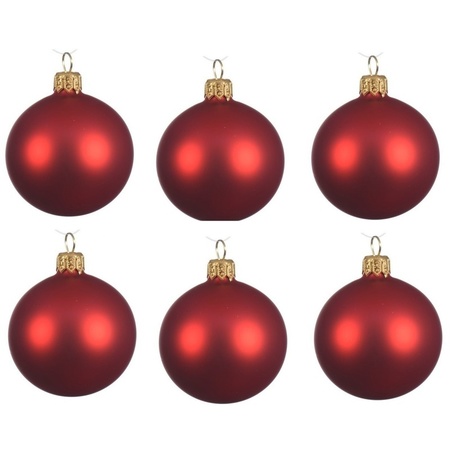 24 Stuks glazen Kerstballen pakket kerst rood 6 cm