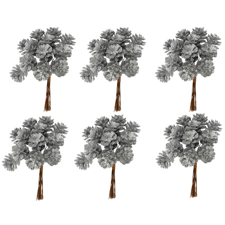 6x piece of 12x silver pinecones decorations for christmas floral piece