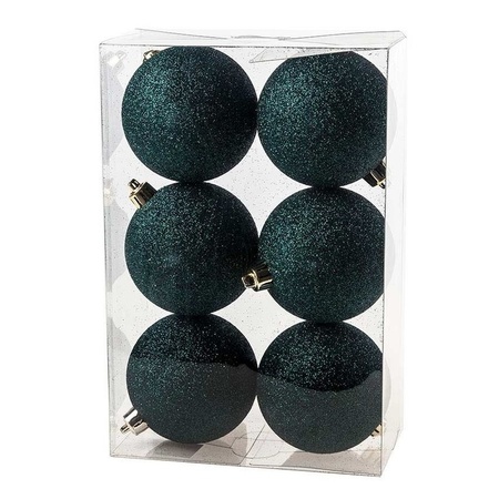 Christmas glitter baubles set petrol blue 6 - 8 cm - package 30x pieces
