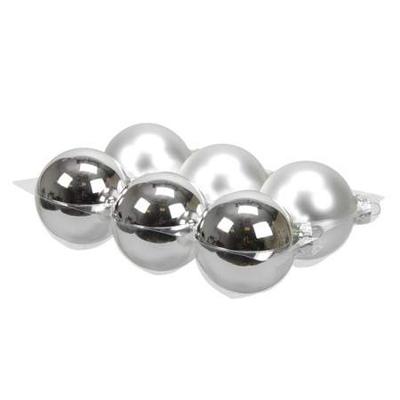 20x pcs silver glass christmas baubles 8 and 10 cm mat/shiny