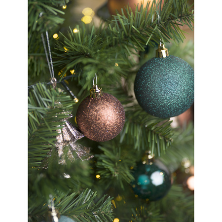 12x Christmas baubles mix dark green and white 8 cm plastic matte/shiny/glitter